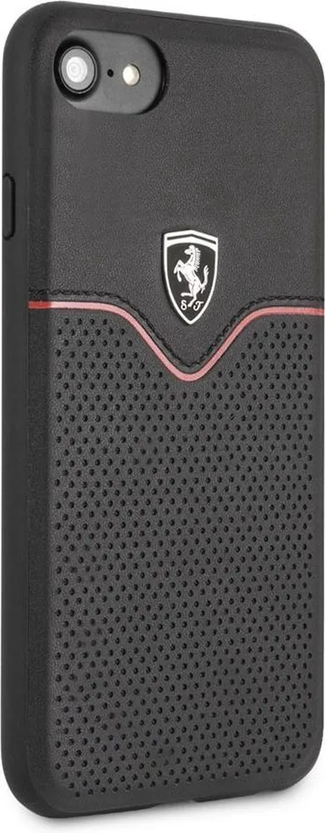 Ferrari iPhone Hoesje - Effen Zwart - Leer