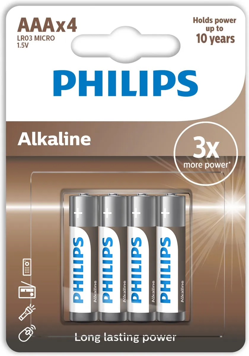 Philips AAA LR03 Alkaline Batterijen
