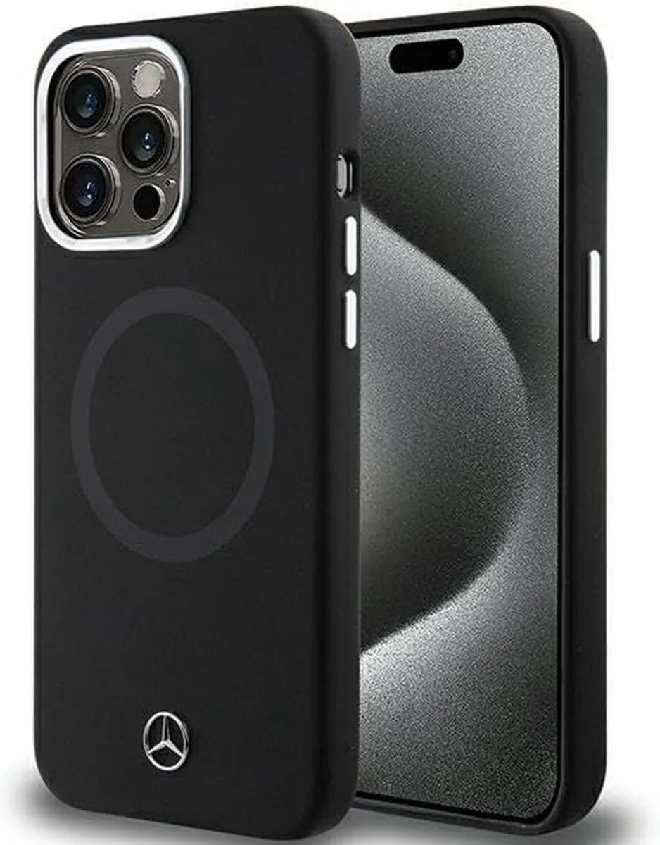 Mercedes-Benz Silicone Back Case MagSafe iPhone 15 Pro Max - Zwart