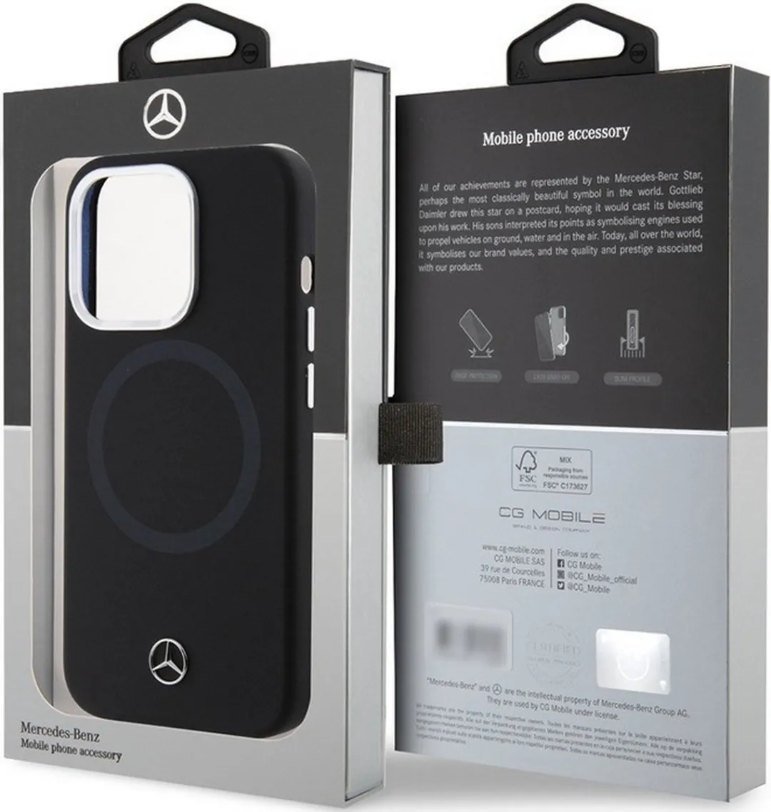 Mercedes-Benz Silicone Back Case MagSafe iPhone 15 Pro Max - Zwart