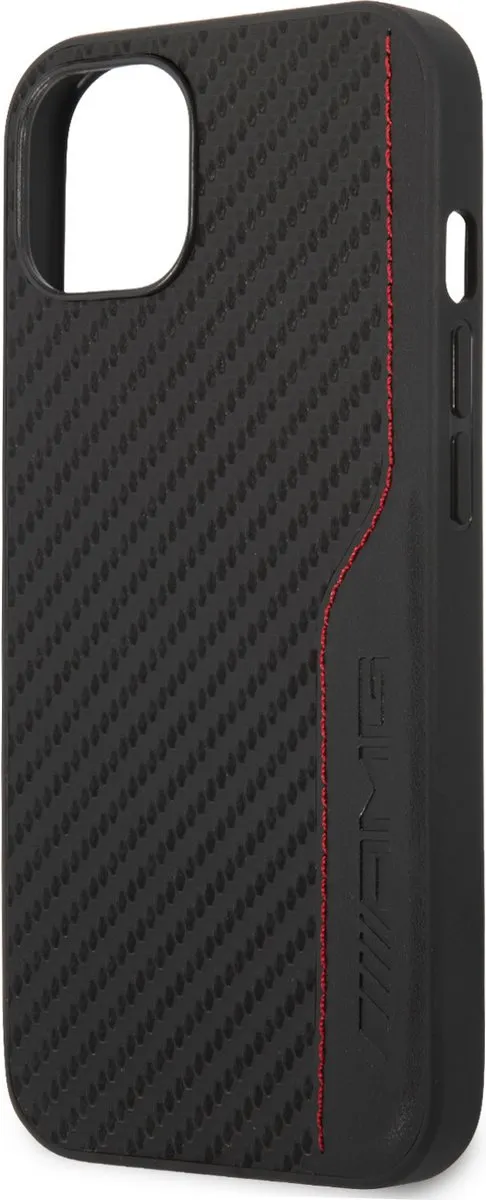 Mercedes-Benz AMG iPhone 13 Carbon Hoesje - Zwart - Red Stitching