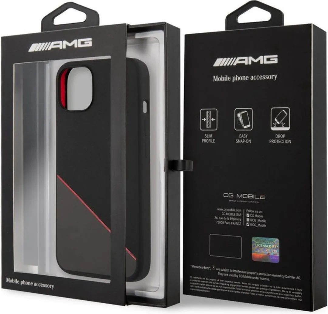 Mercedes-AMG Silicone Back Cover Two Tones iPhone 13 Mini - MERA2265 - Zwart/Rood