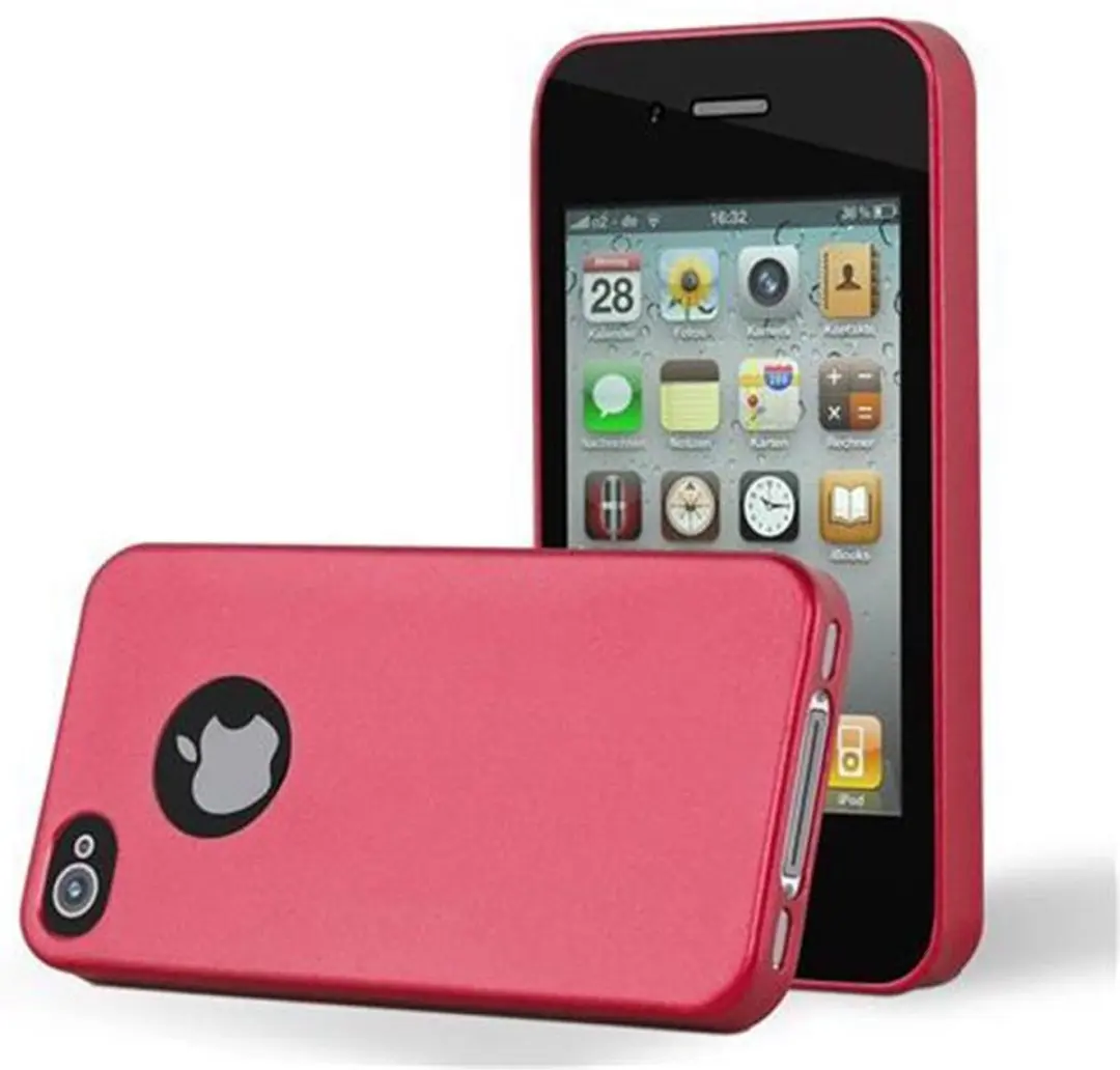 Cadorabo Hoesje geschikt voor Apple iPhone 4 / 4S in METALLIC ROOD - Beschermhoes gemaakt van flexibel TPU silicone Case Cover