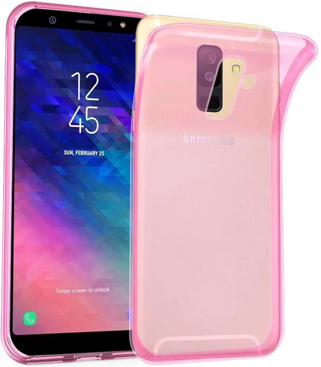 Cadorabo Hoesje geschikt voor Samsung Galaxy A6 PLUS 2018 in TRANSPARANT ROZE