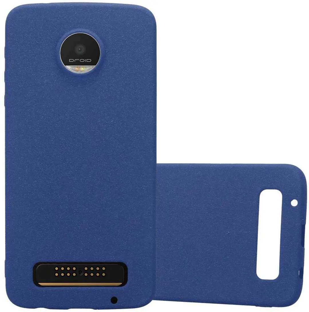 Cadorabo Hoesje geschikt voor Motorola MOTO Z PLAY in FROST DONKER BLAUW