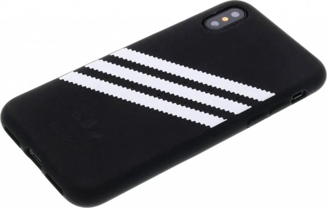 Adidas Moulded Case Suede iPhone X/XS - Zwart Wit - afbeelding 2 van 6