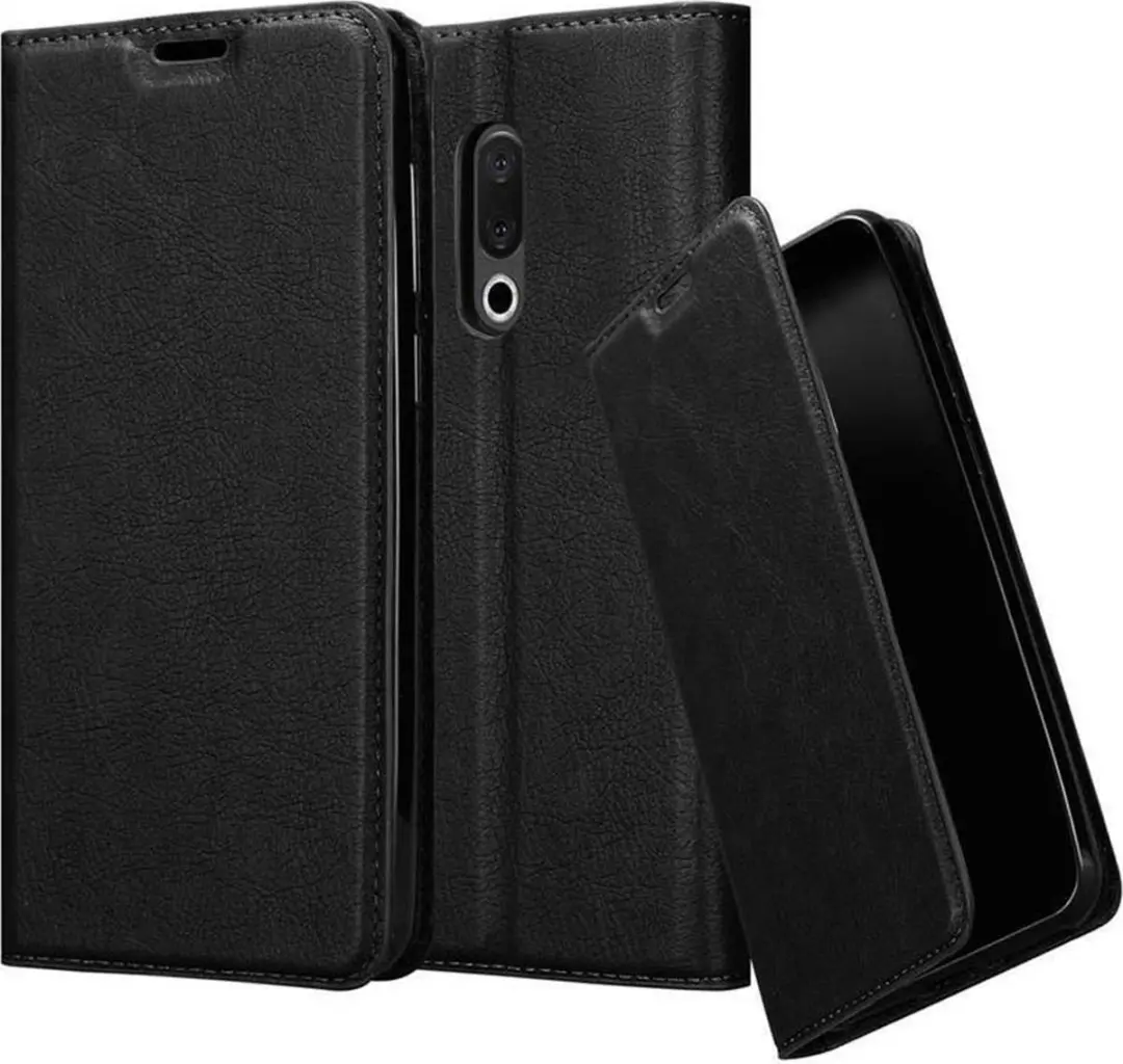 Cadorabo Hoesje geschikt voor MEIZU 15 in ZWARTE NACHT - Beschermhoes met magnetische sluiting, standfunctie en kaartvakje Book Case Cover Etui