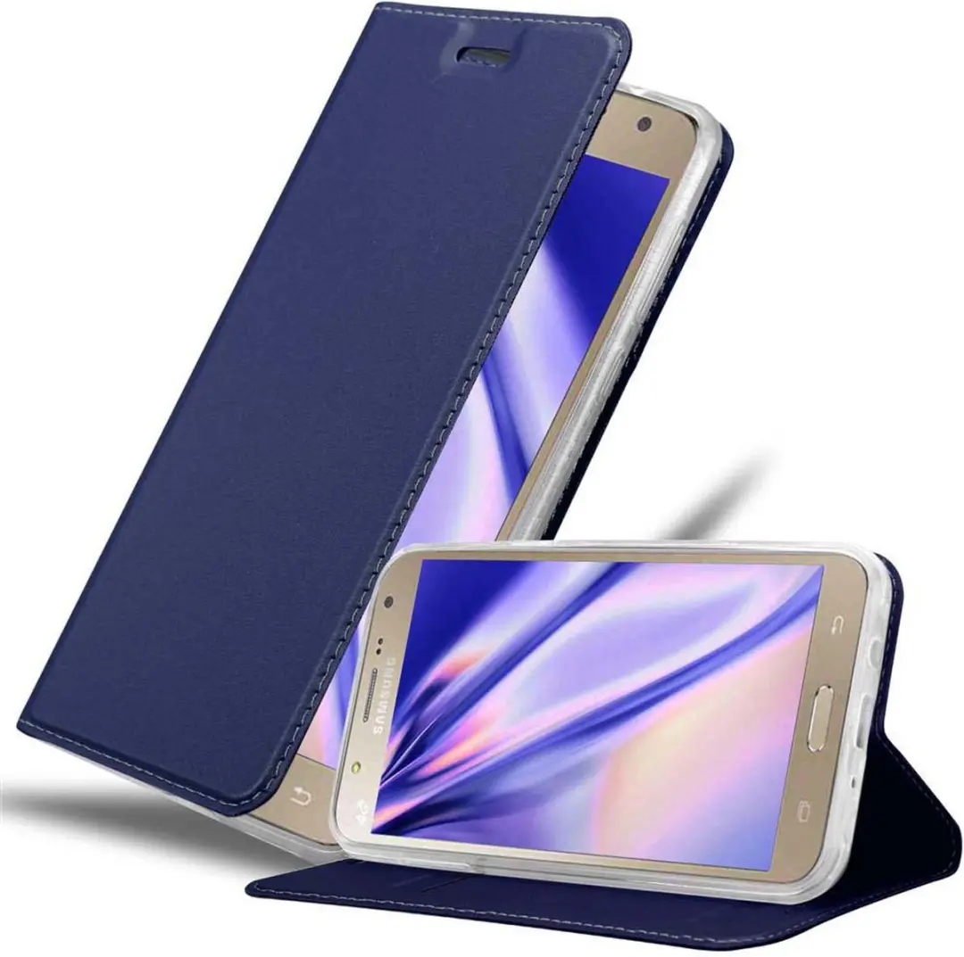 Cadorabo Hoesje geschikt voor Samsung Galaxy J7 2015 in CLASSY DONKER BLAUW