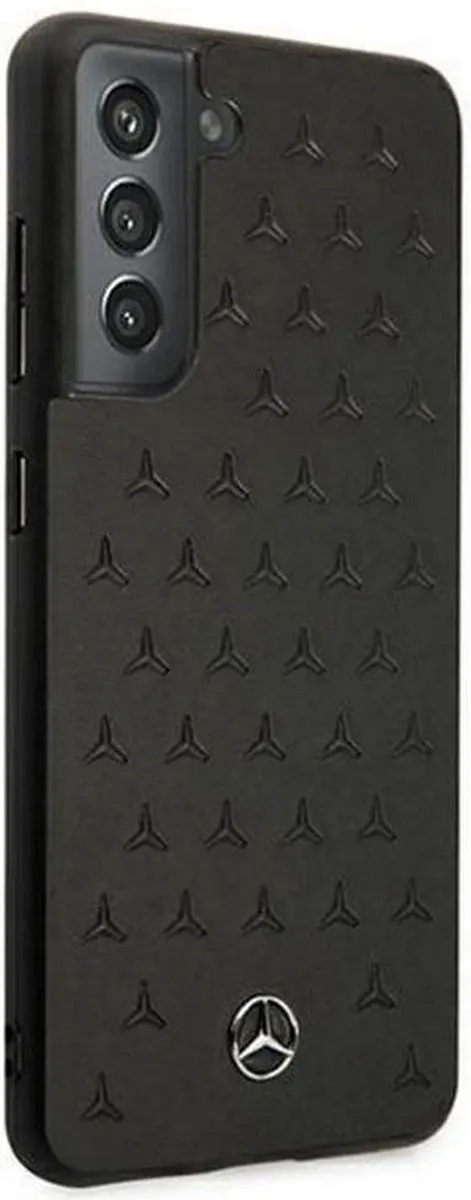 Mercedes-Benz Stars Leather Back Case - Samsung Galaxy S21 FE - Zwart
