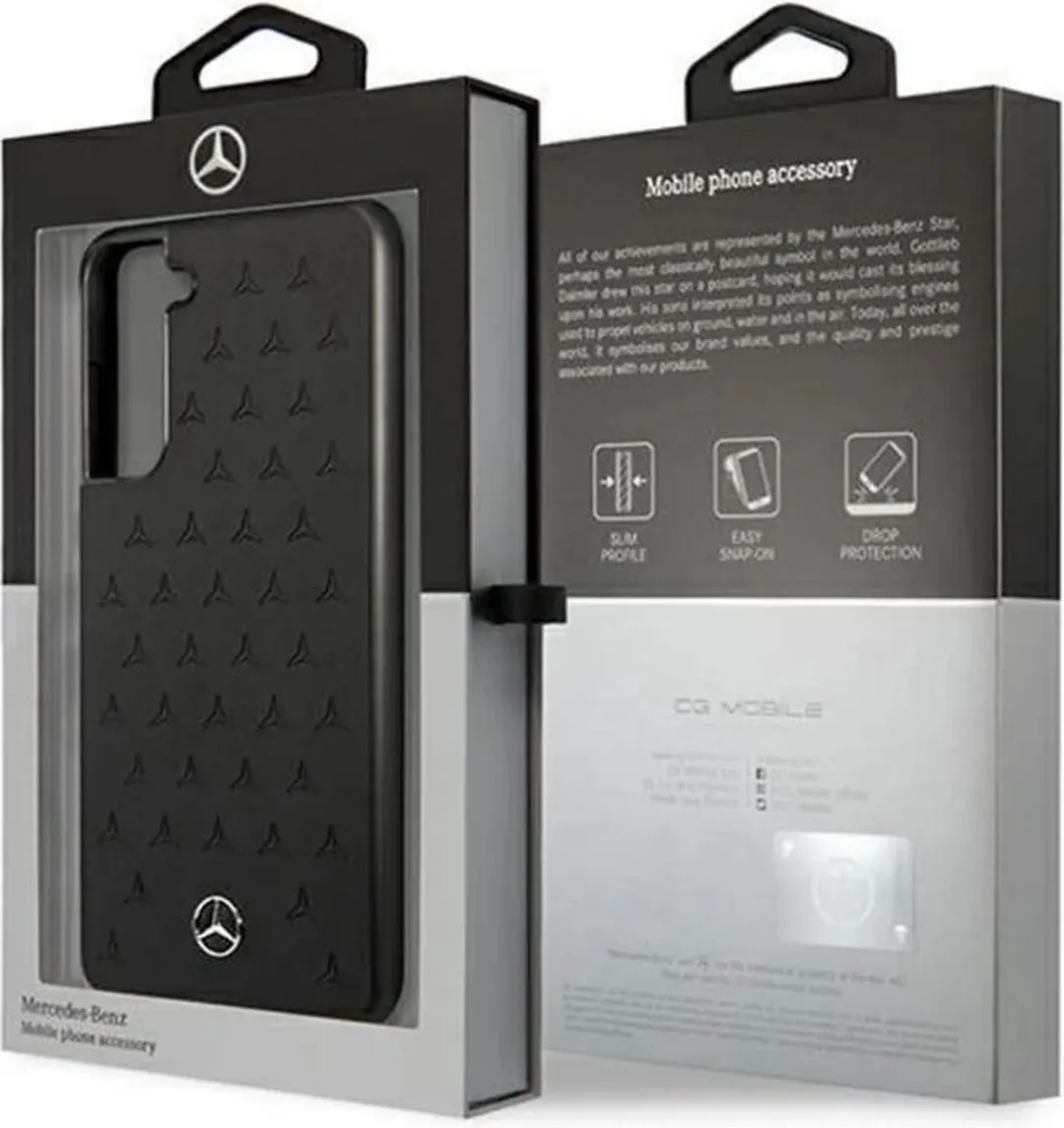 Mercedes-Benz Stars Leather Back Case - Samsung Galaxy S21 FE - Zwart