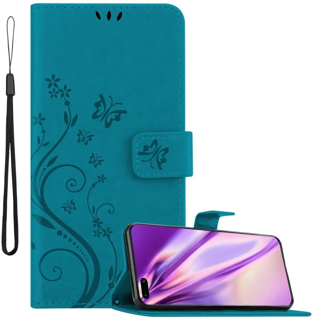 Cadorabo Hoesje geschikt voor Huawei P40 PRO / P40 PRO+ in BLOEMEN BLAUW
