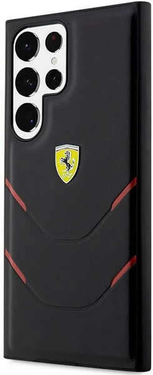 Ferrari FEHCS23LPBAK Koffer - Samsung Galaxy S23 Ultra - Zwart Hot Stamp Lines
