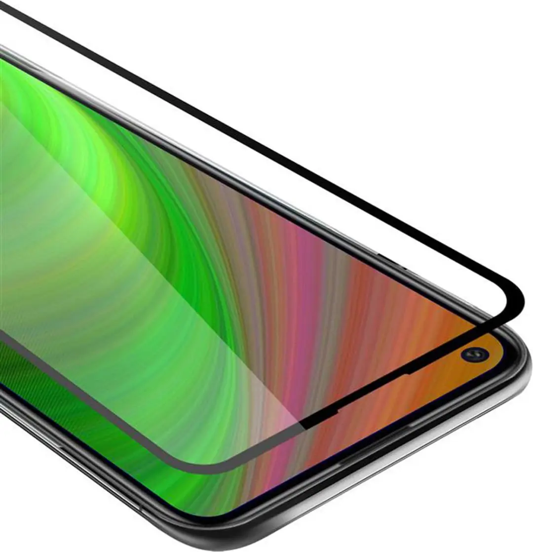 Cadorabo Screenprotector geschikt voor Huawei P40 LITE E Volledig scherm pantserfolie Beschermfolie in TRANSPARANT met ZWART - Gehard (Tempered) display beschermglas in 9H hardheid met 3D Touch