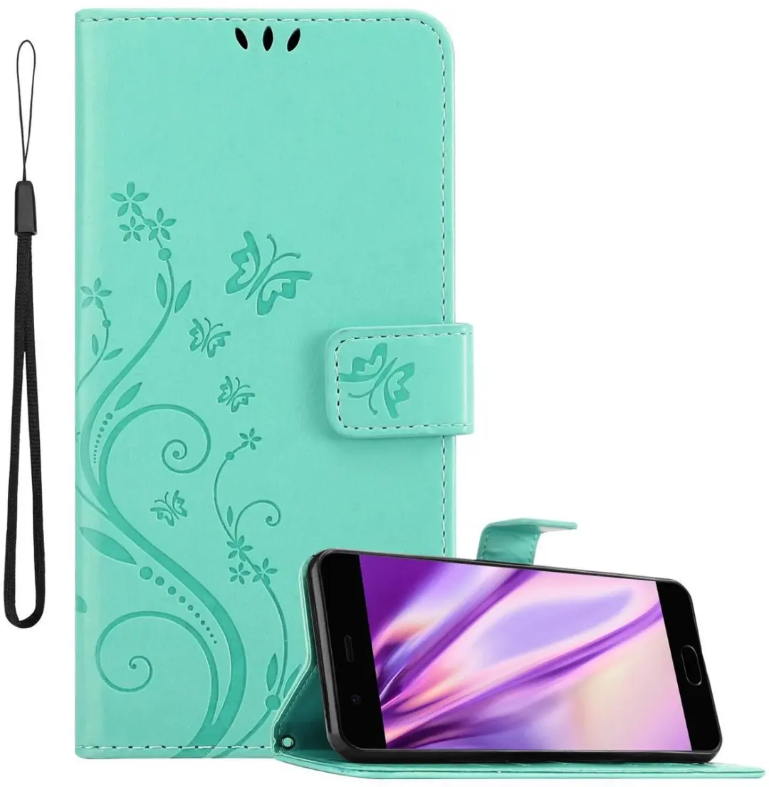 Cadorabo Hoesje geschikt voor Huawei P10 in BLOEMEN TURKOOIS