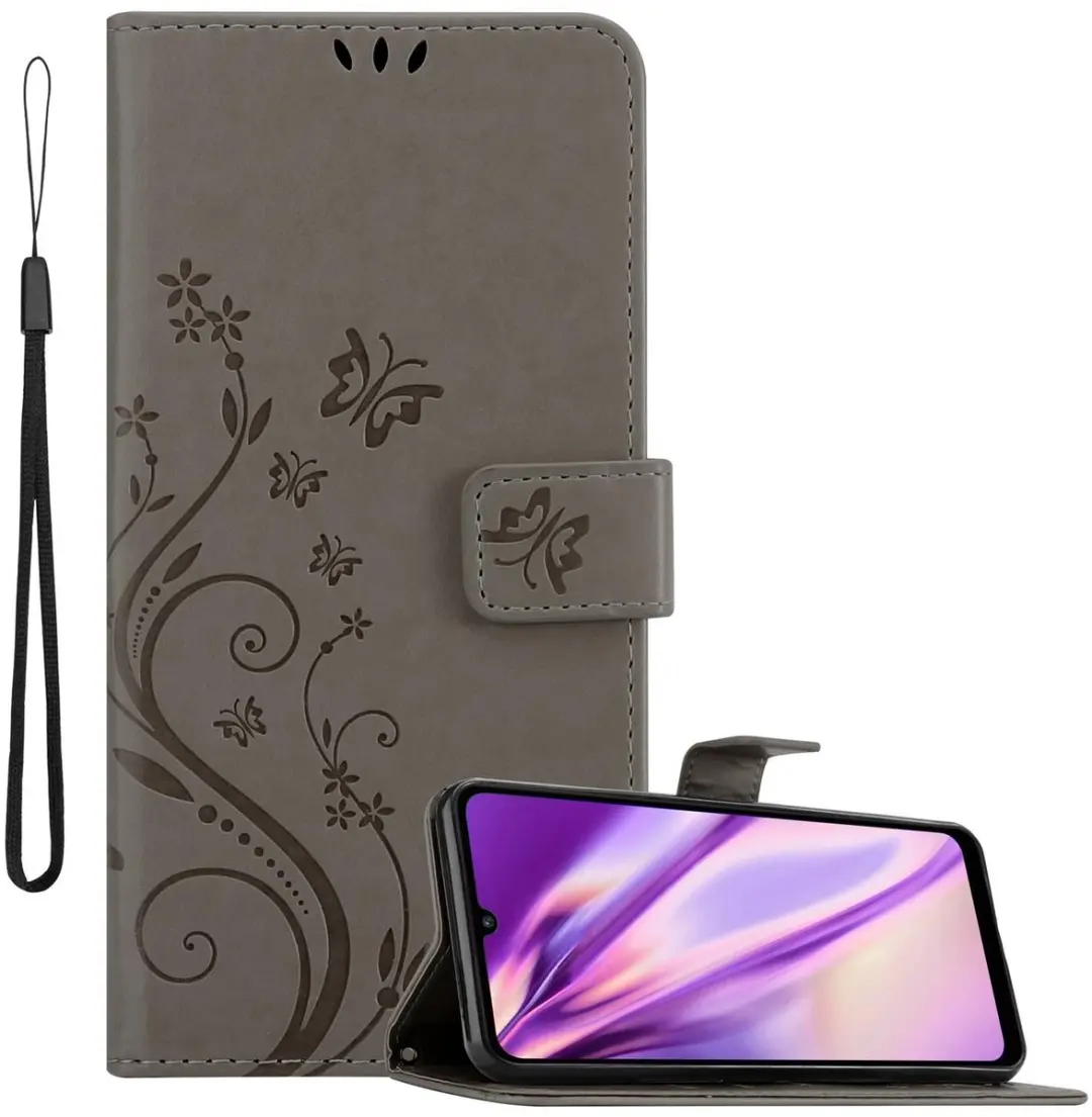 Cadorabo Hoesje geschikt voor Huawei Y6P in BLOEMEN GRIJS