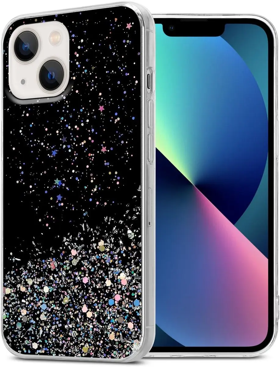 Cadorabo Hoesje geschikt voor Apple iPhone 13 MINI in Zwart met Glitter