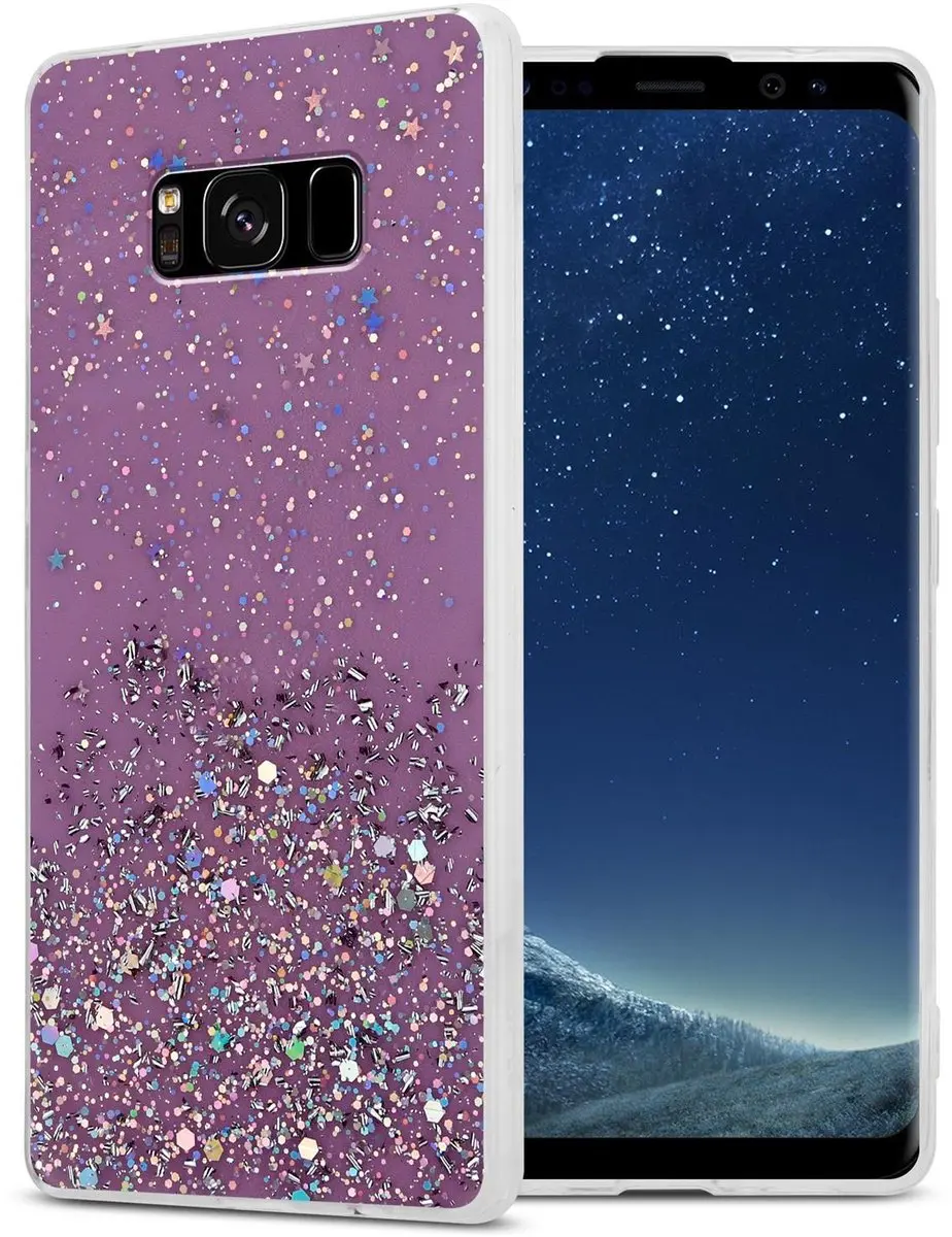 Cadorabo Hoesje geschikt voor Samsung Galaxy S8 in Paars met Glitter
