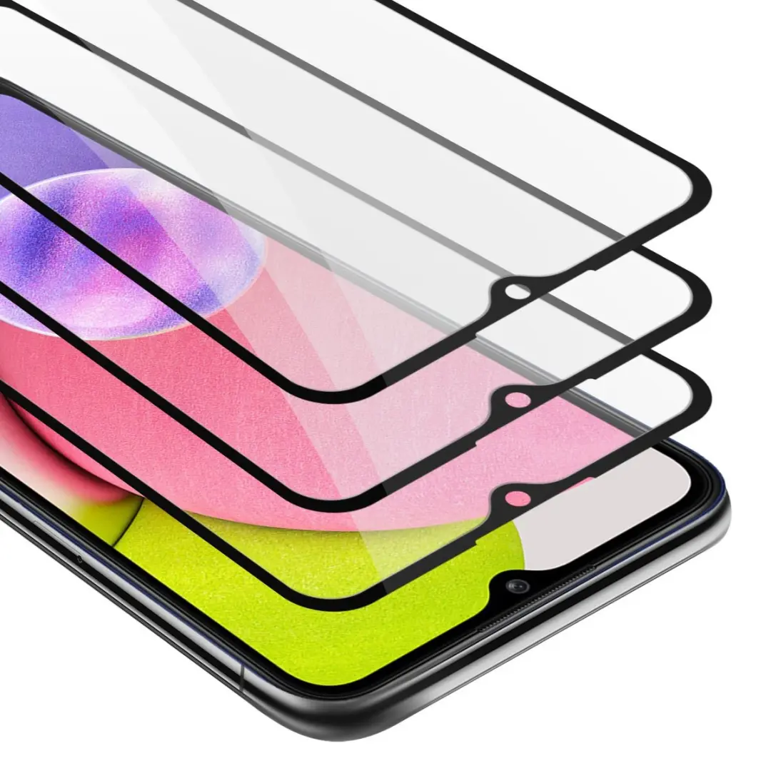 Cadorabo 3x Screenprotector geschikt voor Samsung Galaxy A03s Volledig scherm pa