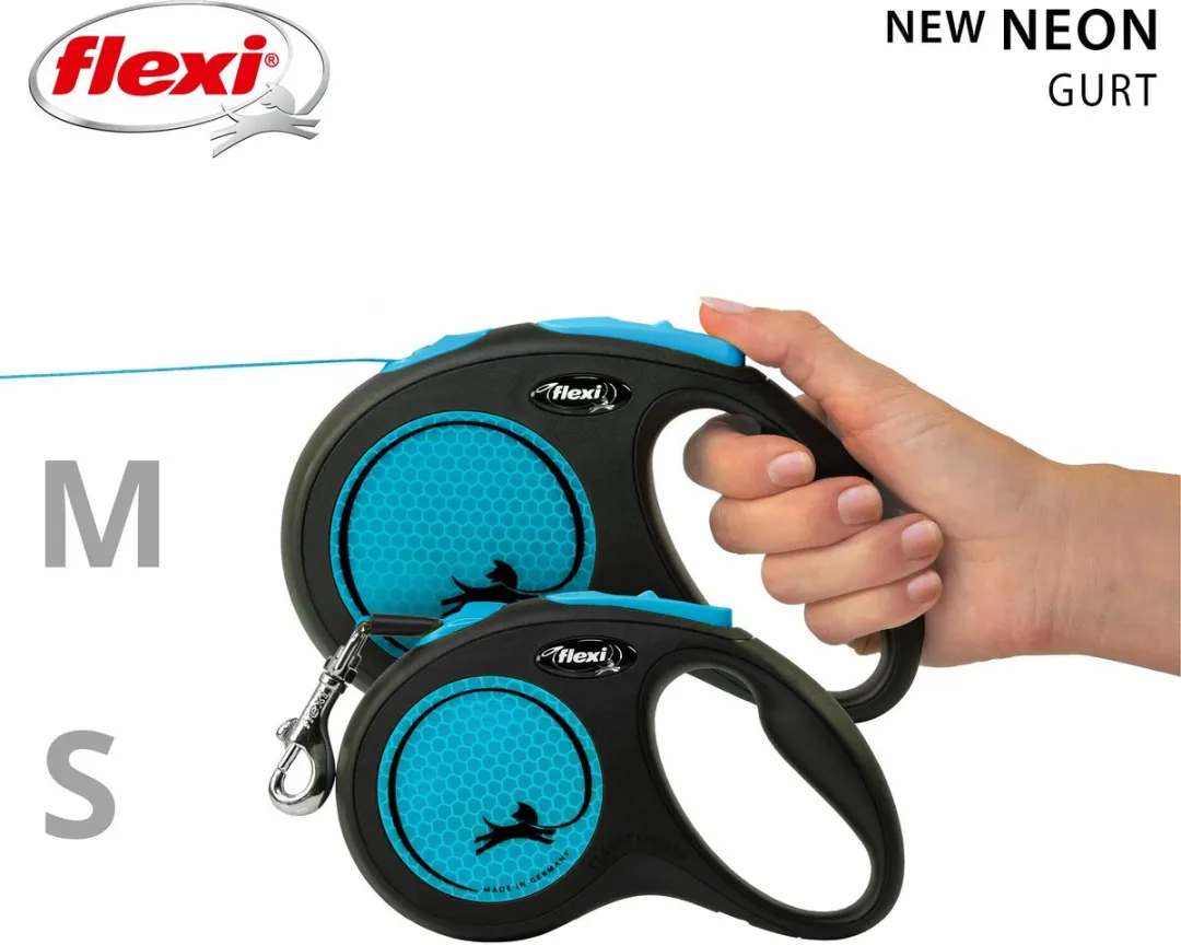 Flexi New Neon Hondenriem S 5m - Blauw - <15 kg