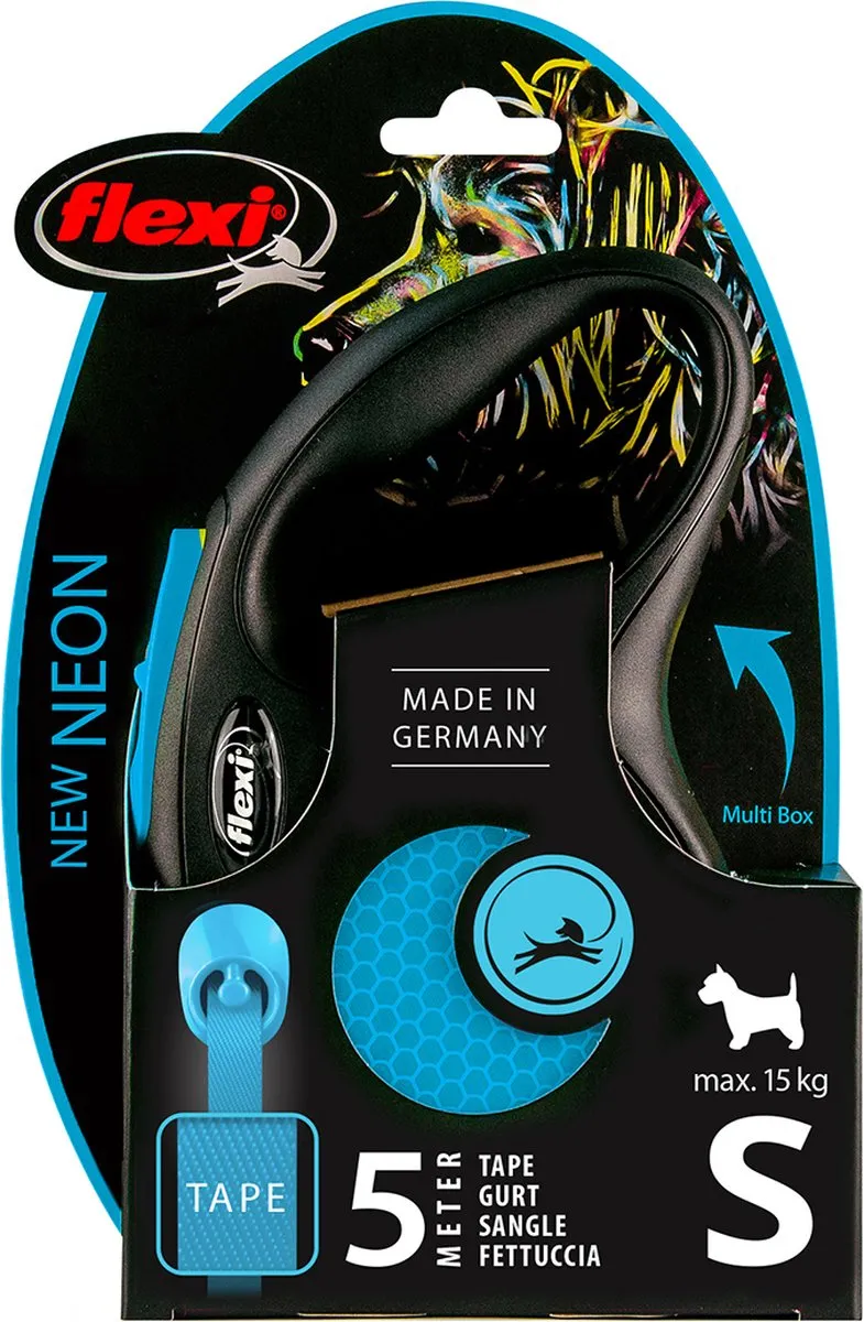 Flexi New Neon Hondenriem S 5m - Blauw - <15 kg - afbeelding 6 van 6