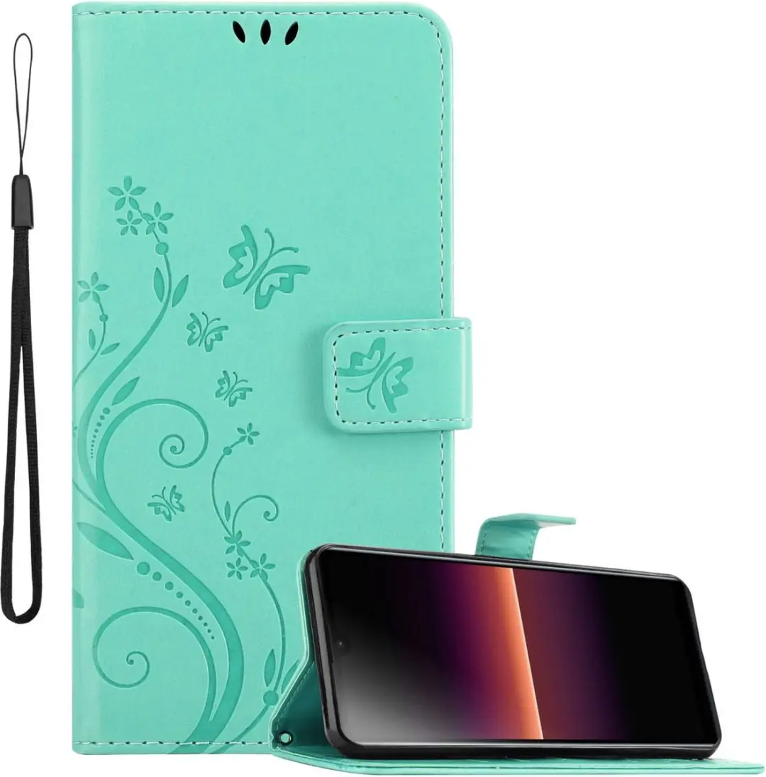 Cadorabo Hoesje geschikt voor Sony Xperia L4 in BLOEMEN TURKOOIS