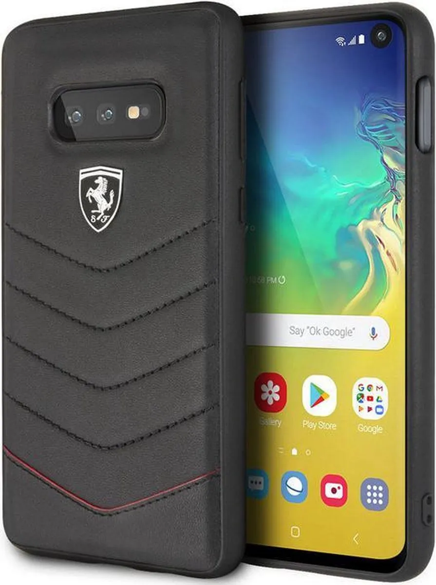 Ferrari Heritage Leather Back Case - Samsung Galaxy S10e - Zwart