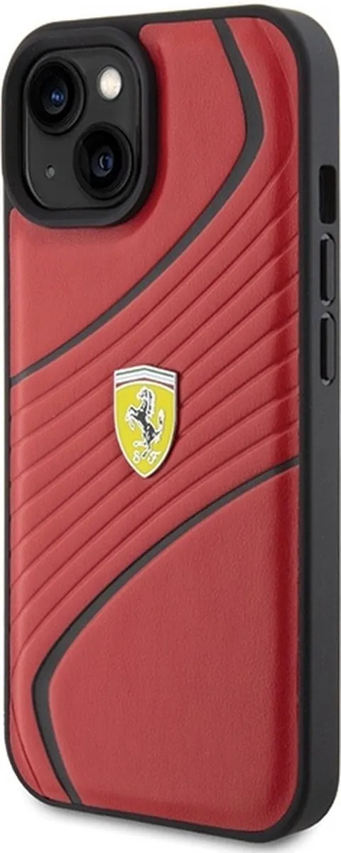 Ferrari Twist Metal Logo Back Case Rood - iPhone 15 - afbeelding 6 van 6