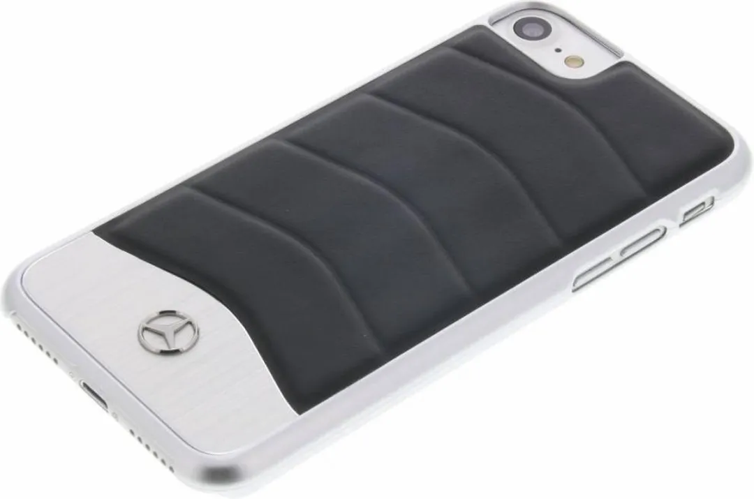 Mercedes-Benz Back Case iPhone 7/8/SE - Aluminium & Leren - Zwart