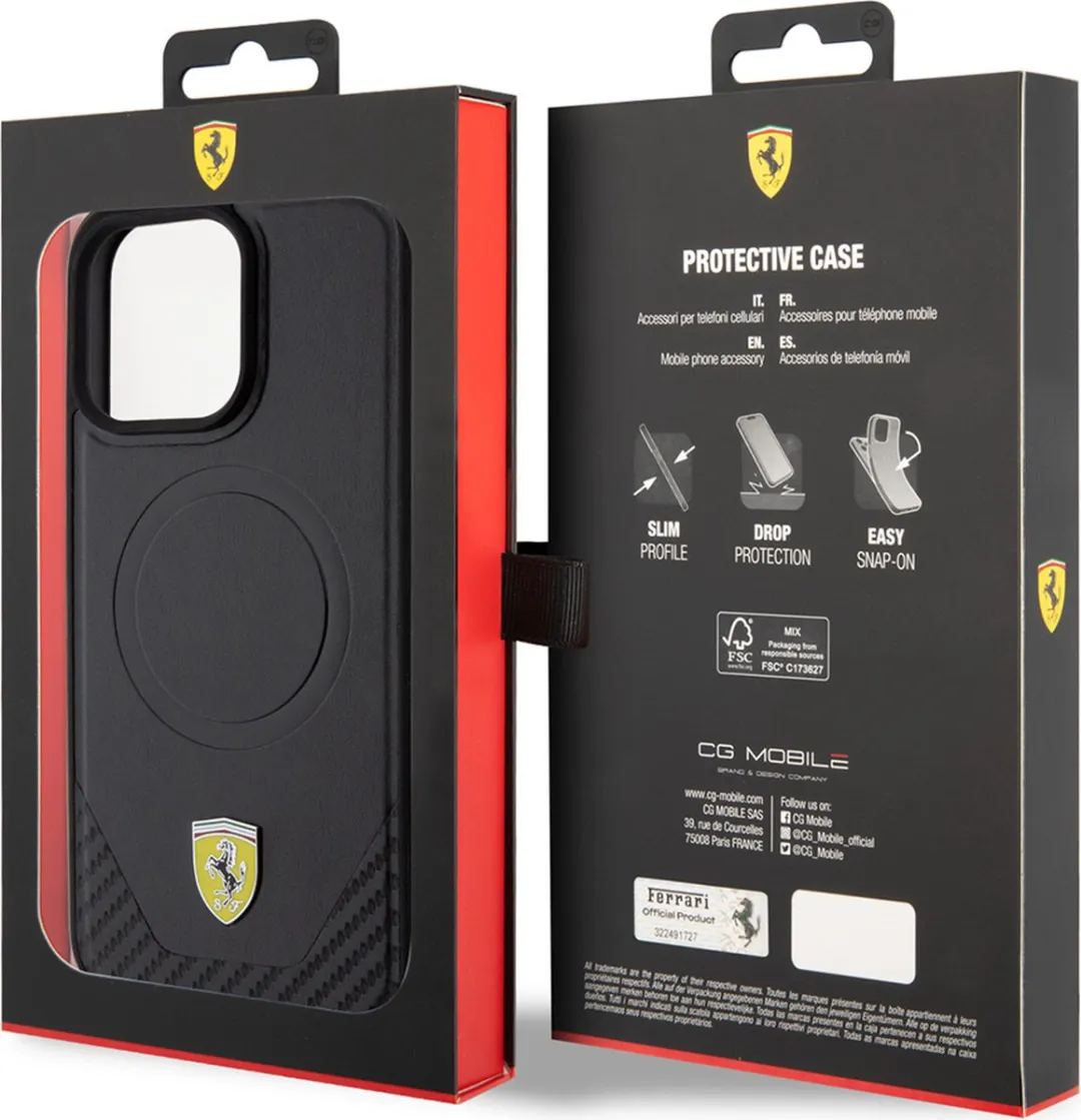 Ferrari iPhone 15 Pro Max Hoesje - Effen Zwart - MagSafe
