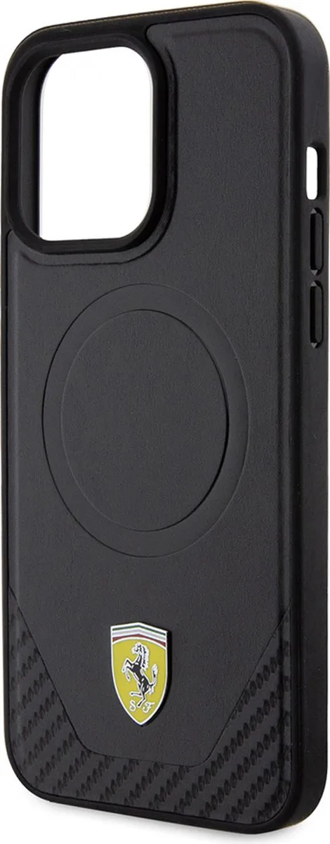 Ferrari iPhone 15 Pro Max Hoesje - Effen Zwart - MagSafe