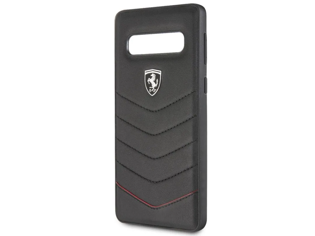 Ferrari Hoesje Samsung Galaxy S10 - Zwart Leder