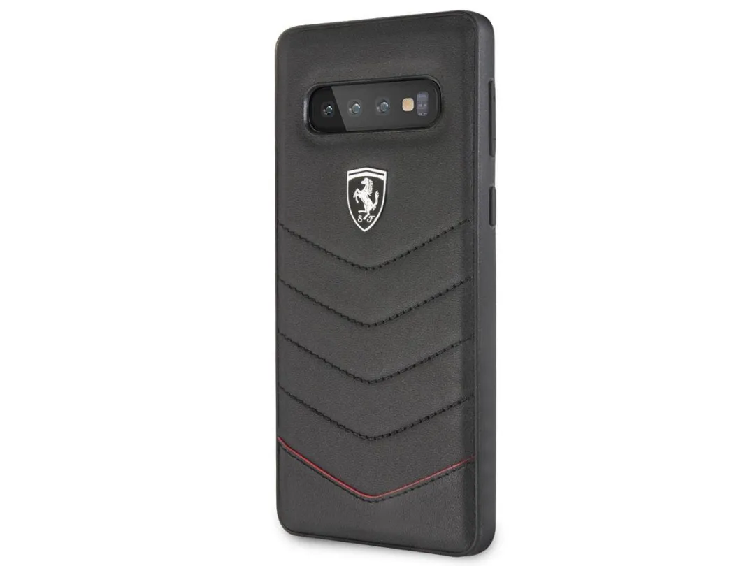 Ferrari Hoesje Samsung Galaxy S10 - Zwart Leder