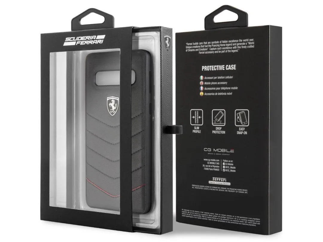 Ferrari Hoesje Samsung Galaxy S10 - Zwart Leder