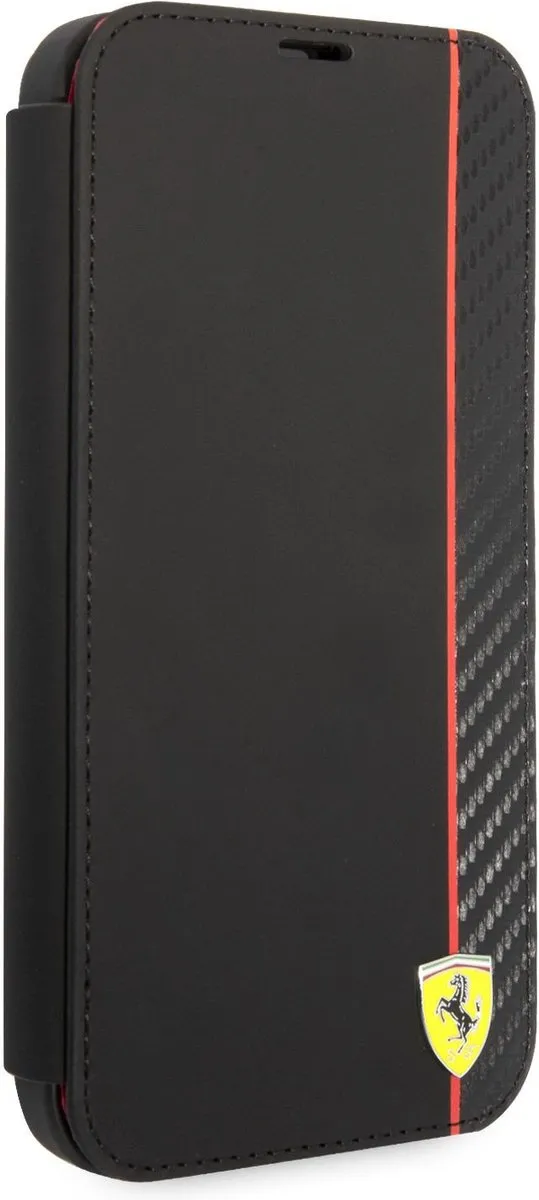 Ferrari Smooth Carbon Book Case FESCBKIP14L - iPhone 14 Pro Max - 3 Pasjes - Zwart