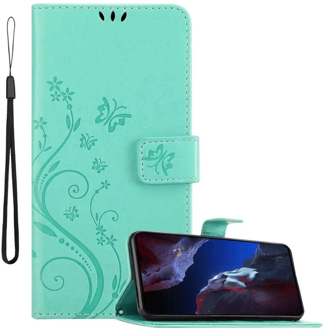 Cadorabo Hoesje geschikt voor Xiaomi Poco F5 Pro in BLOEMEN TURKOOIS