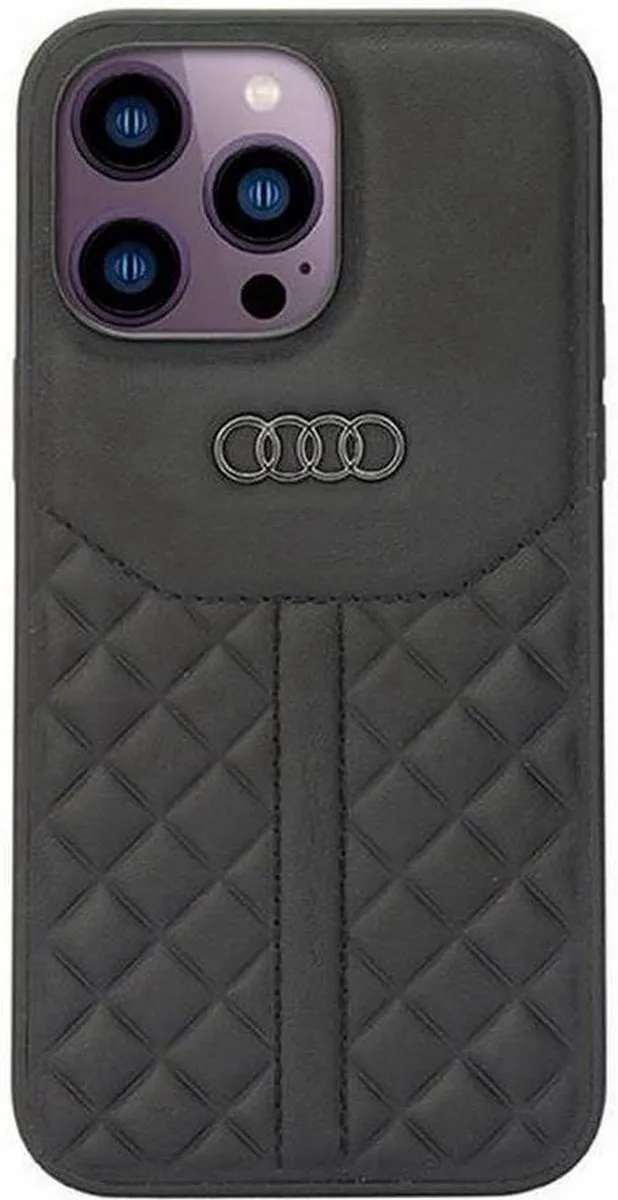 Audi Genuine Leather Back Case - iPhone 14 Pro - Zwart