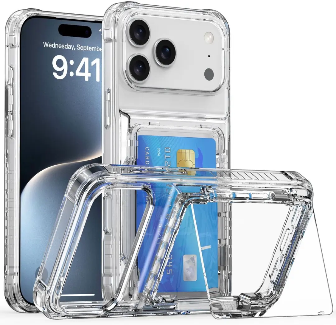 Cadorabo Hoesje geschikt voor Apple iPhone 17 PRO MAX / 18 PRO MAX Case in TRANSPARANT met kaartenvak TPU cover beschermhoesje met klepvak voor kaarten en identiteitsbewijs schokbestendig, slank ontwerp, krasbestendig mobiele telefoonhoesje