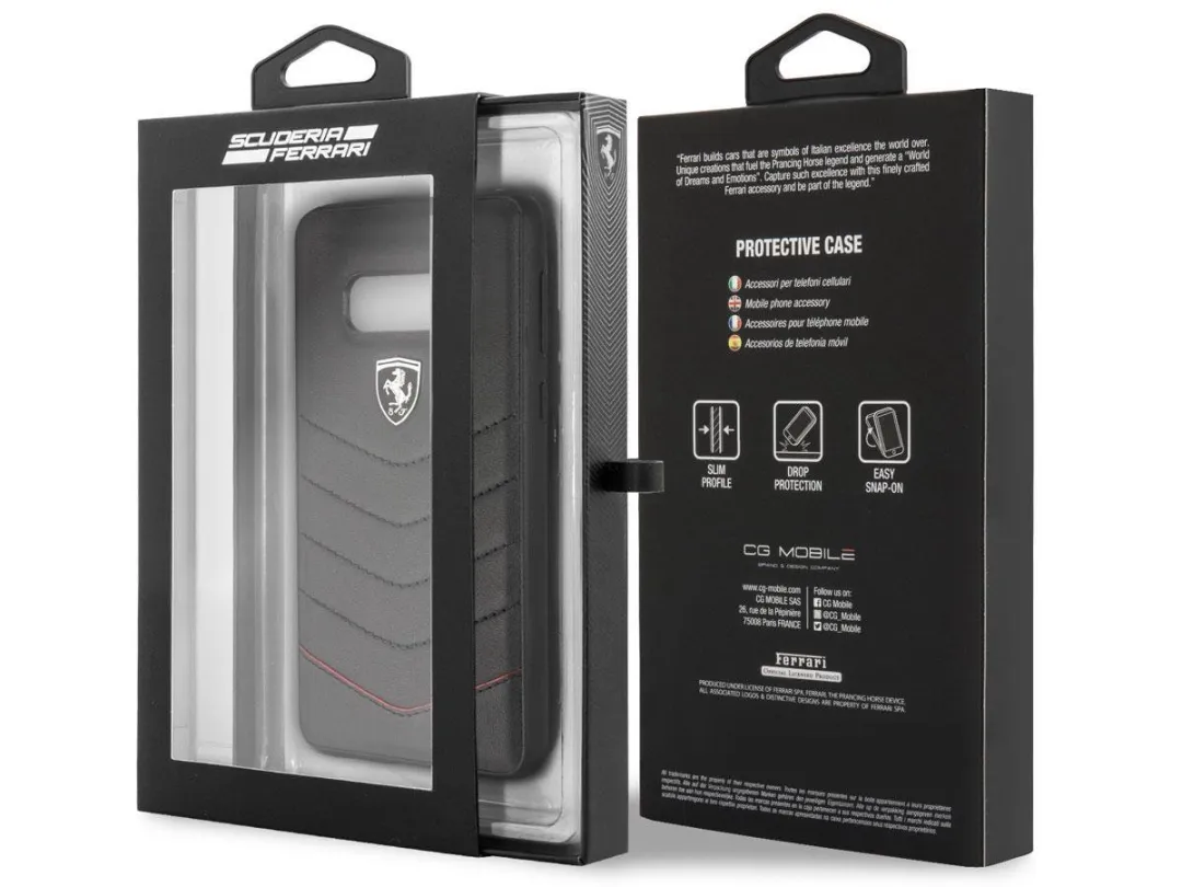 Ferrari Hoesje Samsung Galaxy S10e - Zwart Leder