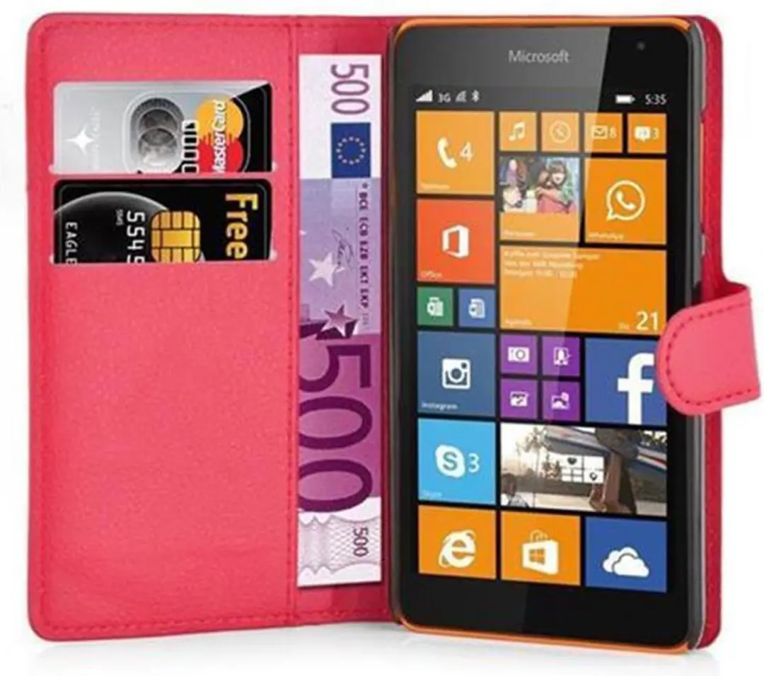 Cadorabo Hoesje geschikt voor Nokia Lumia 535 in KARMIJN ROOD