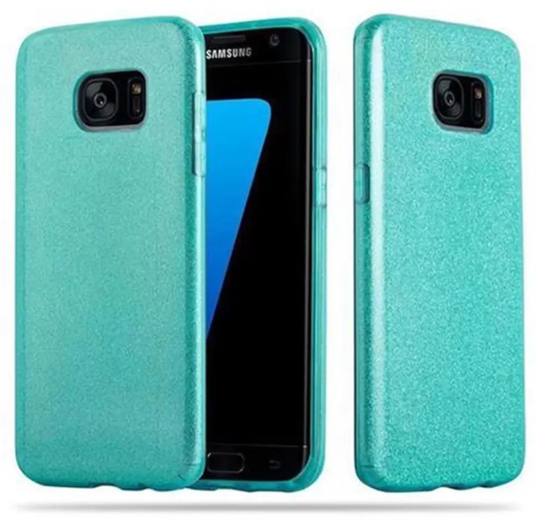 Cadorabo Hoesje geschikt voor Samsung Galaxy S7 EDGE in STAR STOF TURKOOIS