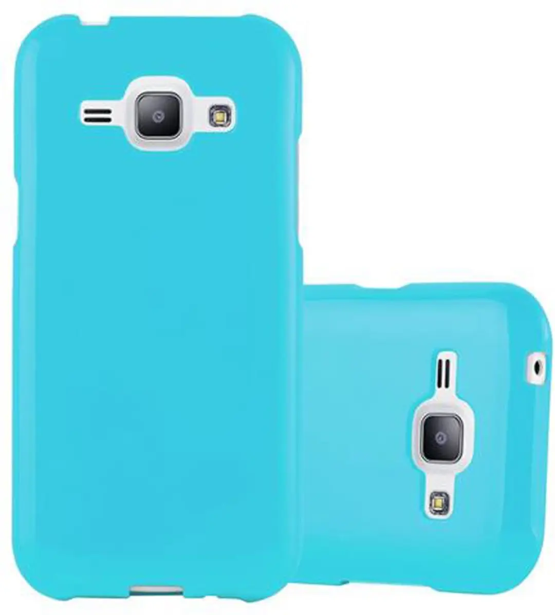 Cadorabo Hoesje geschikt voor Samsung Galaxy J1 2015 in JELLY LICHT BLAUW