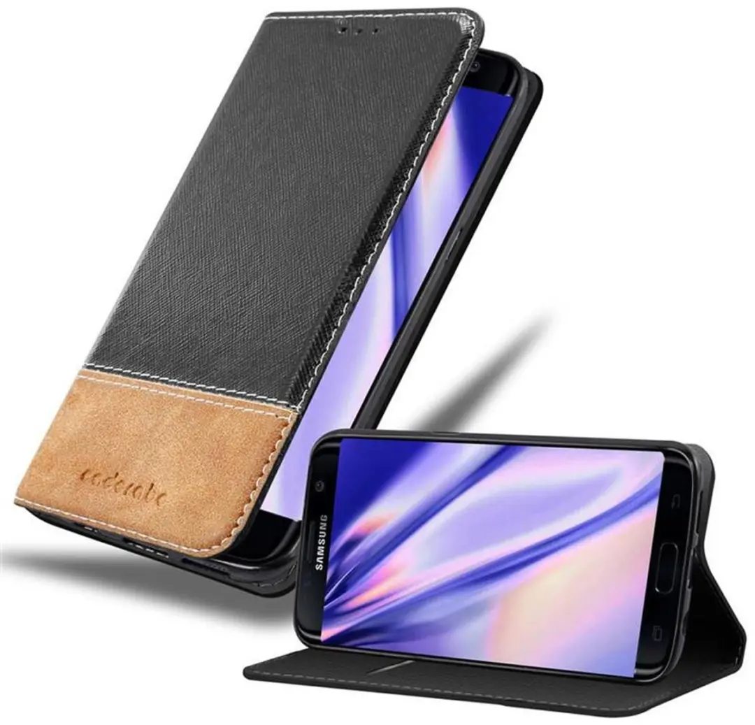 Cadorabo Hoesje geschikt voor Samsung Galaxy S7 EDGE in ZWART BRUIN