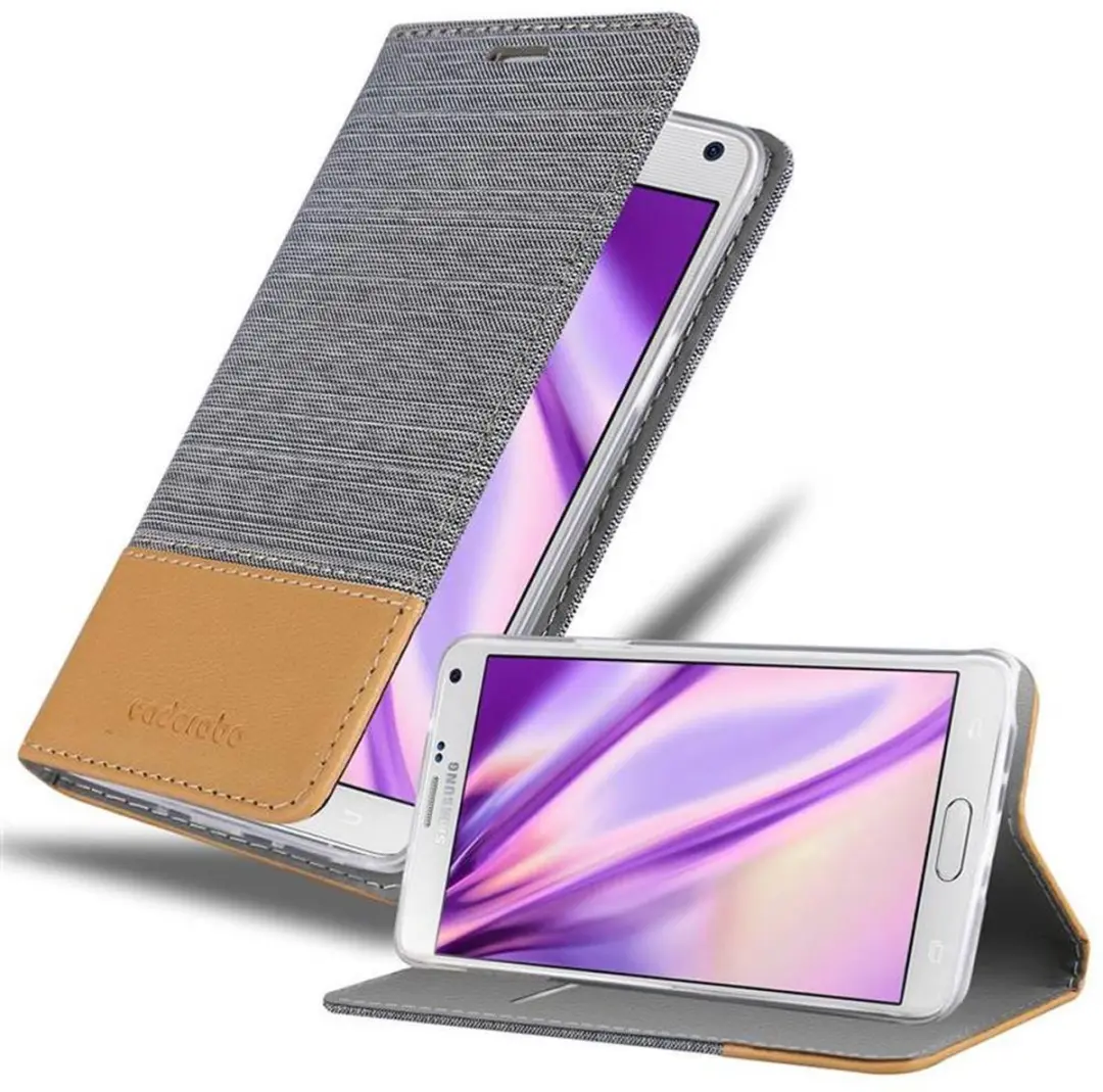 Cadorabo Hoesje geschikt voor Samsung Galaxy NOTE 4 in LICHTGRIJS BRUIN