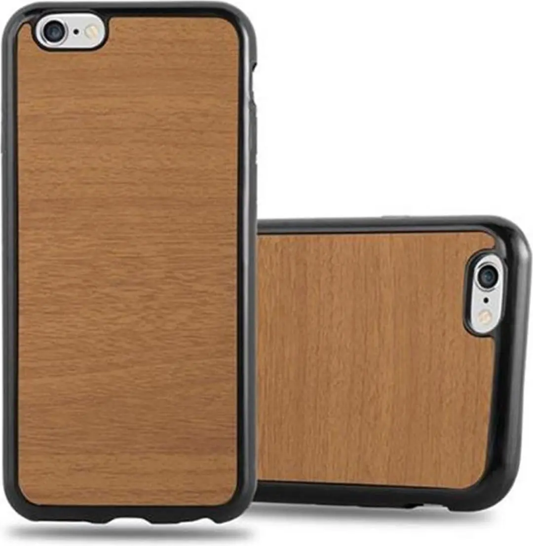 Cadorabo Hoesje geschikt voor Apple iPhone 6 / 6S in WOODEN BRUIN