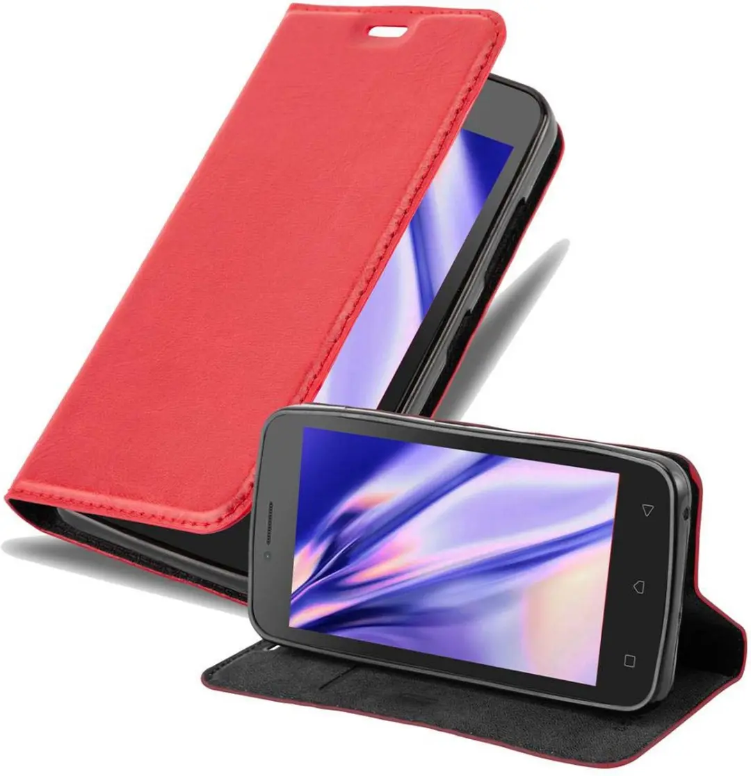 Cadorabo Hoesje geschikt voor Lenovo A PLUS in APPEL ROOD - Beschermhoes met magnetische sluiting, standfunctie en kaartvakje Book Case Cover Etui