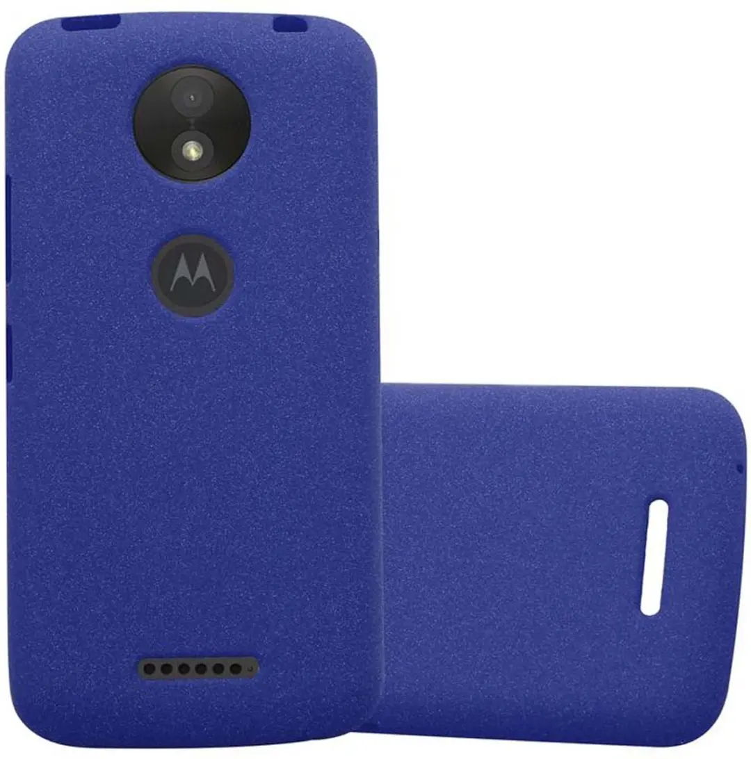 Cadorabo Hoesje geschikt voor Motorola MOTO C PLUS in FROST DONKER BLAUW
