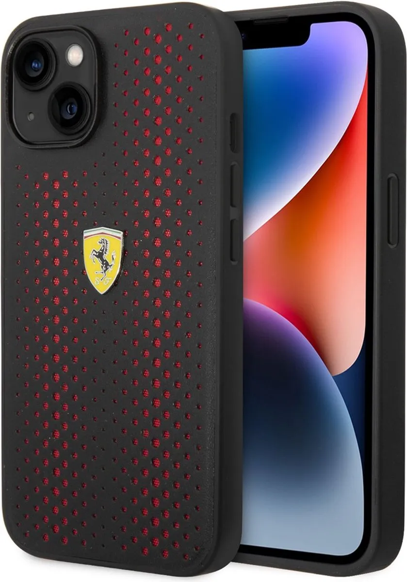 Ferrari Perforated Back Case iPhone 14 Plus FESCP14LLBK - Zwart/Rood