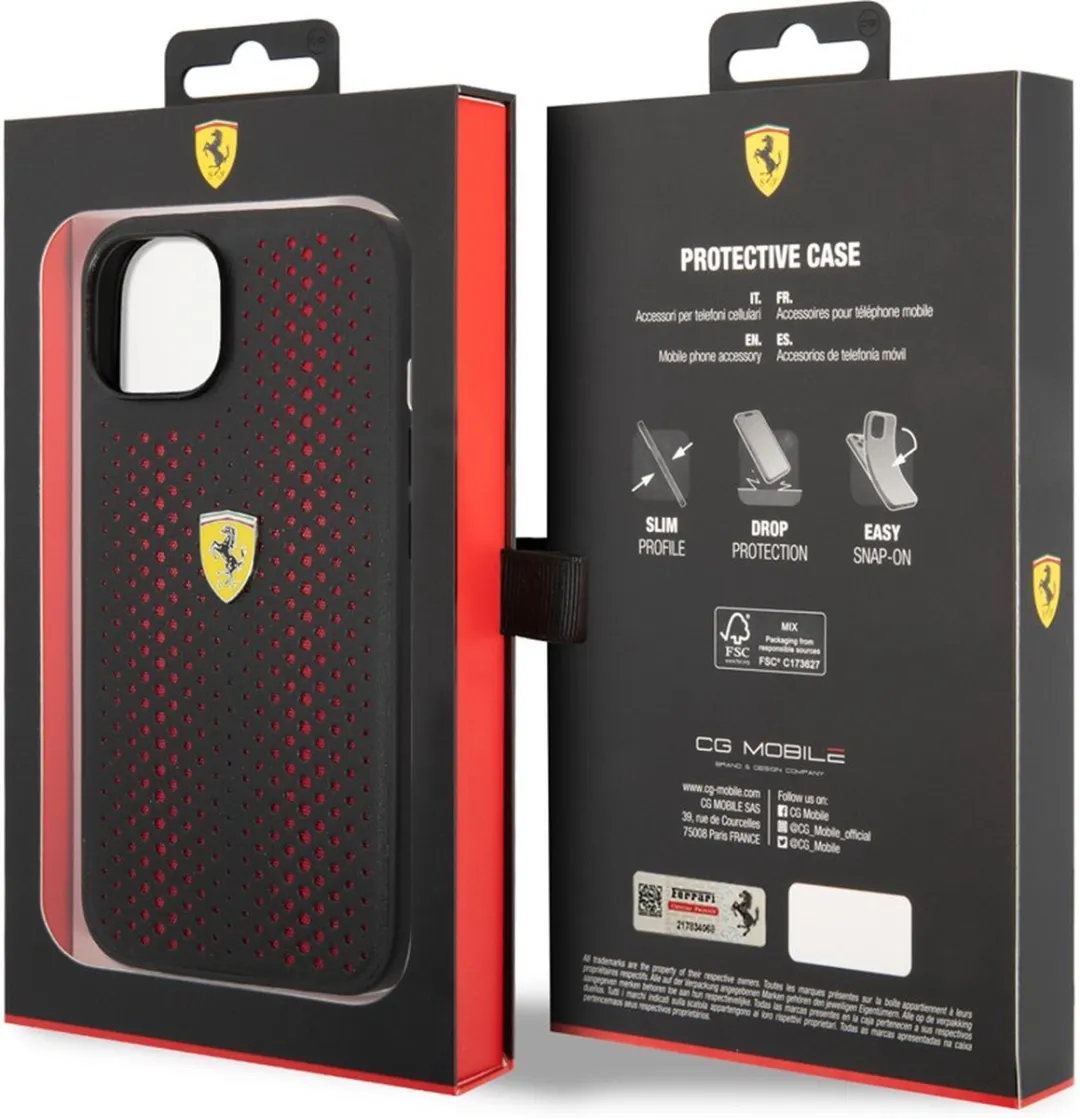 Ferrari Perforated Back Case iPhone 14 Plus FESCP14LLBK - Zwart/Rood