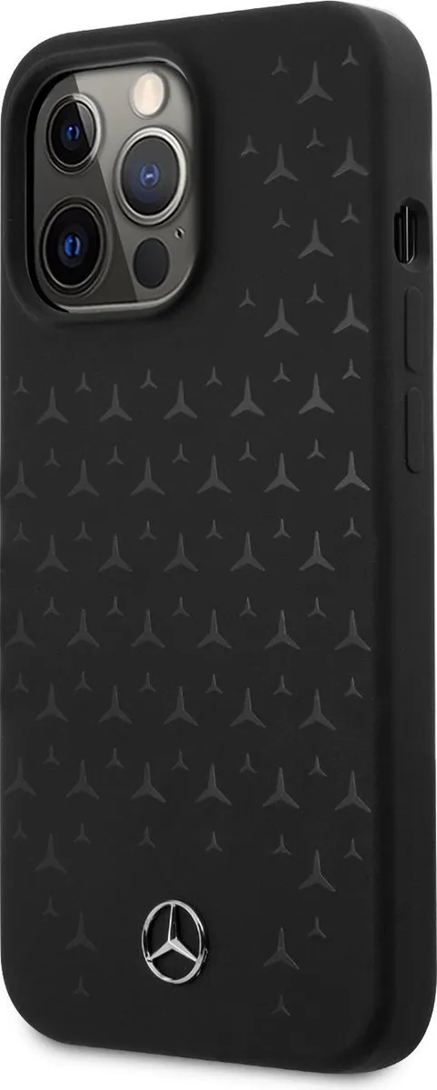 Mercedes-Benz Silicone Hoesje iPhone 13 Pro - Stars Pattern - Zwart