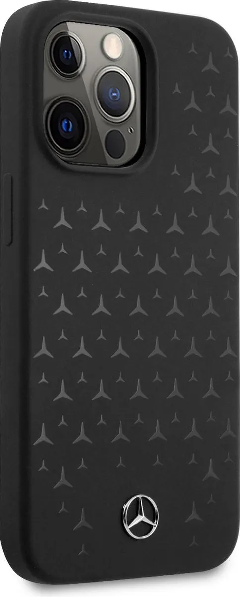 Mercedes-Benz Silicone Hoesje iPhone 13 Pro - Stars Pattern - Zwart